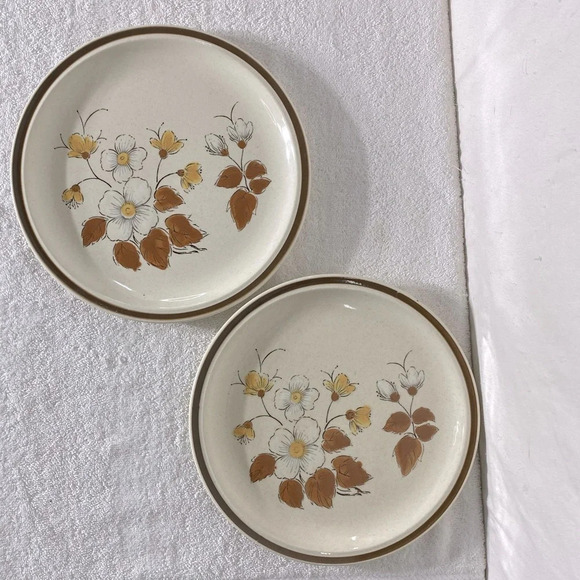 Vintage Forma Stone Hand Painted Stoneware  Dinner Plates x2 - Picture 2 of 9